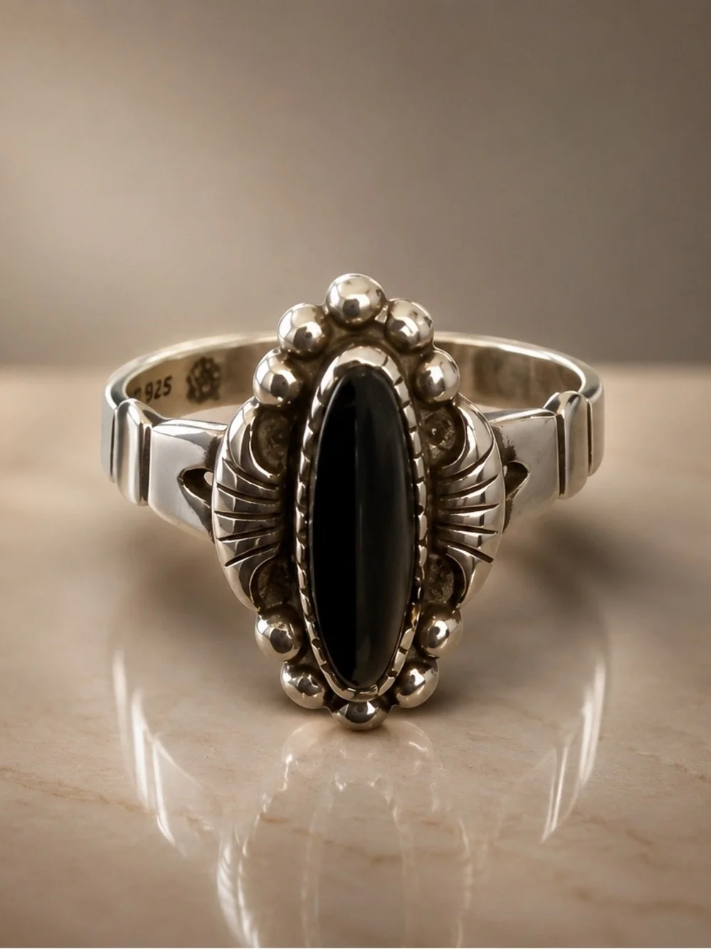 Bell Trading Company Sterling Silver Hematite Vintage Ring